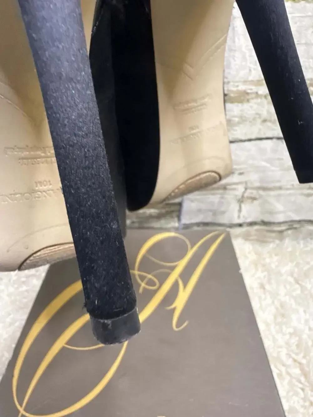 Enzo Angiolini Torrez 10 Heels Feather Platform Pump Black Satin Stiletto